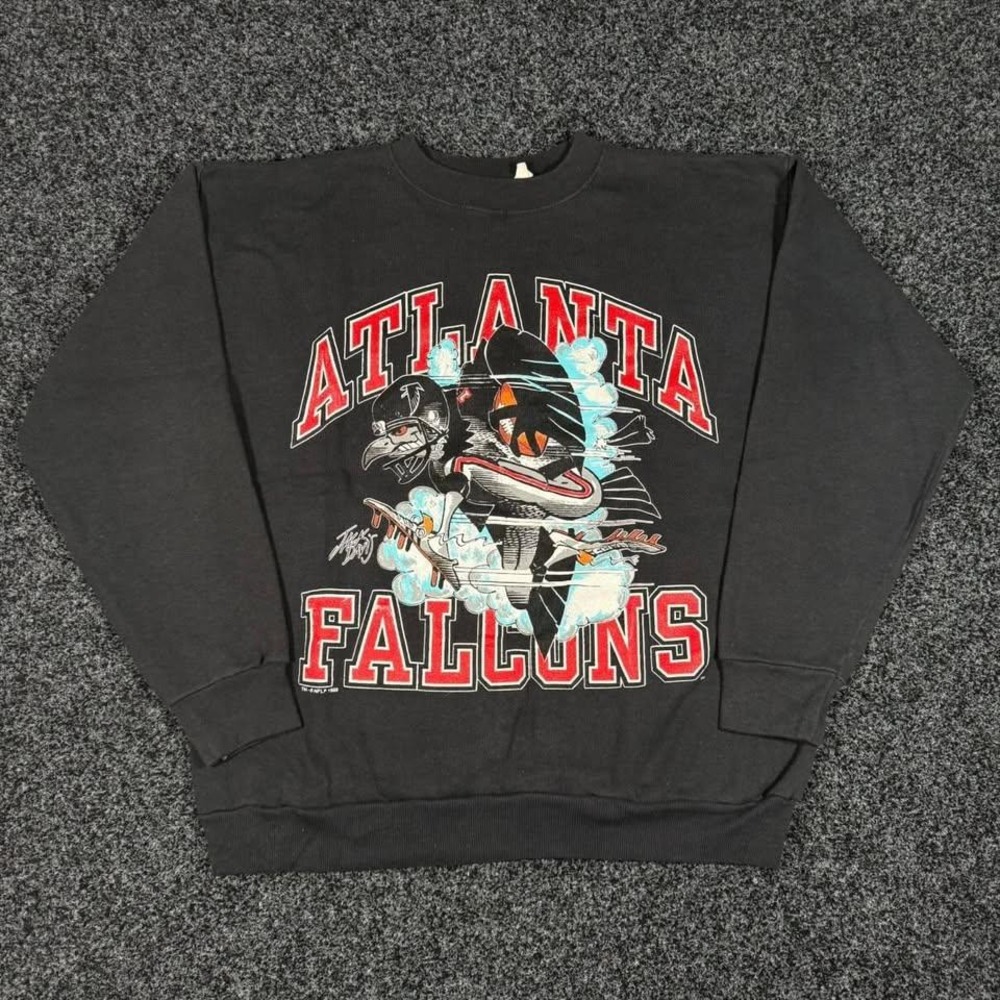 Vintage 1988 Atlanta Falcons Jack Davis Sweatshirt Saturday's Hero Black Large